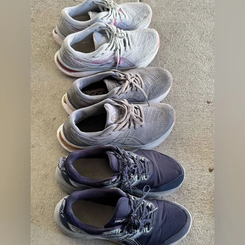 ASICS Wome Running Shoes Gel Gray Navy Sz 8 Bundle of Three GREAT DEAL! - Picture 1 of 13